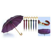 Parapluie en bois de bord de coupe-vent automatique de 12 nervures de nervures (YS-25123516R)